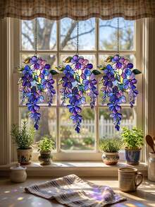 1/2 Stücke Hängender Sonnenfänger mit Glyzinienblüten, geeignet für Innenfenster, Balkon, Garten, Terrasse und Wohnzimmer, perfekt als Einweihungsgeschenk, Frühlingsgartenparty, Geburtstagsgeschenk, Hausrenovierung, Gartenhochzeit und andere Anlässe mit Blumenmotiv - Verschiedenfarbig - Übersicht 2