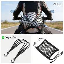 2pcs Large Elastic Bungee Cord And Non-Slip Mesh Bag, Used As Elastic Straps For Motorcycles And Bicycles, Suitable For Securing Helmets Or Other Items. It Is Made Of Black Elastic Mesh Material, Helping To Ensure The Storage Of Items. - 2 - View 4