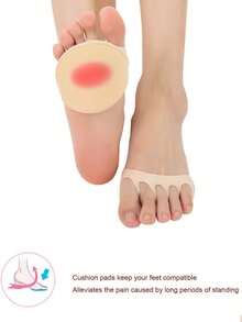 2/4/6 Pares de Meias Invisíveis de Meia Pata para Mulheres, Meias de Cobertura de Dedos para Sandálias, Meias de Meia Pata, Almofadas para os Pés, Meias de Dedos Abertos, Meias de Seda Antiderrapantes de Cinco Dedos - Multicolorido - Visão 5