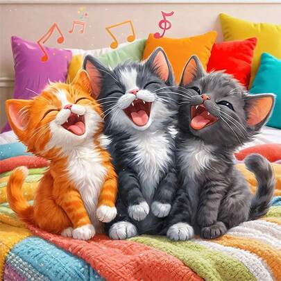 1PC | 5D DIY Diamond Painting | Cute Cat Diamond Painting Set, Full Drill Mosaic Craft Kit. High Definition Art Diamond Painting. Gift Diamond Painting, Focus And Relax Through DIY, Suitable For Living Room, Bedroom, Office Wall Decoration, Surprise Holiday Home Decor Gift For Family And Friends, Unframed [30*30cm/11.8*11.8in][40*40cm/15.7*15.7in]