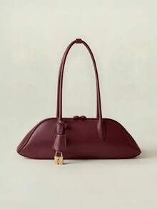 JW Fashion Handbag 2026 New European & American Vintage Boston Bag Large Capacity Bowling Bag Women Niche High-End Underarm Bag Baguette Shoulder Bag Commuting/Shopping/Date/Daily/Outdoor Leisure Bag - Burgundy - View 9
