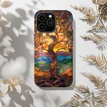 Funda para Teléfono Árbol de la Vida: Arte en Vidrio Manchado, Protección de Doble Capa para iPhone, HONOR, , OPPO - Multicolor - Ver 8