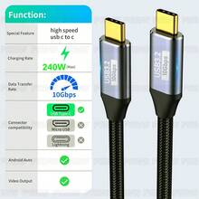 Kabel USB C 10Gbps PD240W Kabel USB3.2 Gen2 240W 100W Kabel Pengisian Cepat USB3.2 USB Type-C Thunderbolt 10Gbps Kabel Video 4K Type C 5A Kompatibel Dengan - Lurus - View 2
