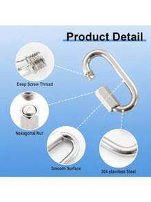 Konektor Cepat Rantai Baja Tahan Karat, Carabiner Oval Pengunci Ulir Tugas Berat, Perangkat Keras Penghubung Rantai Tahan Lama, Cocok untuk Pemasangan Hammock, Berkemah, Mendaki, Perakitan Peralatan Luar Ruangan, dan Aksesori Penghubung Perangkat. - MultiWarna - View 3