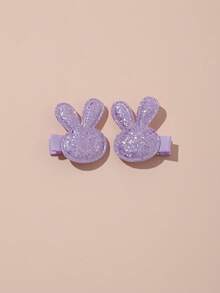 12pcs Baby Hair Clips, Cute Glitter Rabbit Head Design, Skin-Friendly Non-Snag Fabric-Wrapped Clips, Suitable For All Seasons, Daily Home Leisure, Holiday Party Celebration Gift, Fashionable Mom & Baby Essential, Perfect For Baby Photo Shoots - Multicolor - View 5