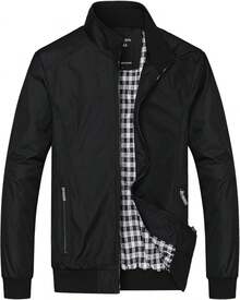 Chamarra Hombre Chaqueta Casual de Negocios Cuello Levantado Para Hombre Chaqueta Abrigos Informal Chaqueta de Senderismo - Azul - Ver 1