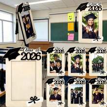 1/3/5pcs Solid Wood Photo Frame, Creative Graduation Cap Shaped Wooden Commemorative Photo Frame, Used To Record Important Milestones In Student Life, Graduation Party Tabletop Decoration, Commemorative Gift For High School And College Graduates - Graduation Photo Frame - View 10
