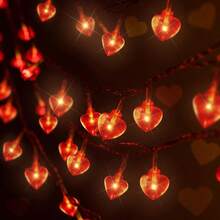 Valentine's Day Heart-Shaped String Lights, Romantic Red Heart Hanging Decor For Proposal Atmosphere, Wedding Tabletop Decoration LED - Warm white light - View 1