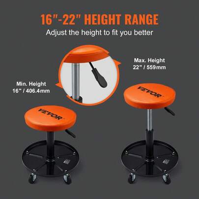 Mobile Mechanic Rolling Gear, 300LBS Capacity, 18-23 Height-Adjustable Pneumatic Stool With Tray & 5 Casters, Automotive Maintenance Tools Workshop, Garage (Father's Day Option)