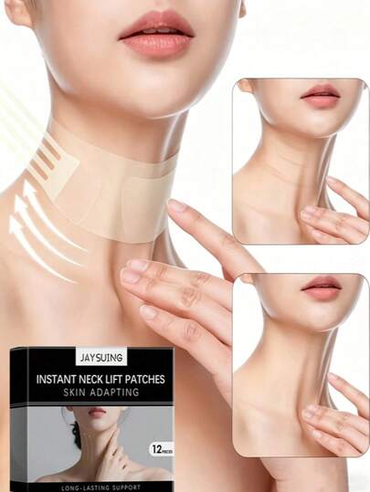 JAYSUING 12 piezas de parches para el cuidado del cuello, suavizan la textura del cuello de forma suave, cuidado diario, transparentes, frescos y cómodos