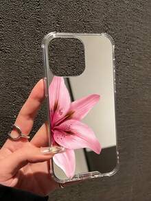 逼真粉色百合花鏡面手機殼，相容 iPhone 11/12/13/14/15/16/17/17pro/17e/17air/17pro Max 與 Galaxy/A54/A14/A12/A13/A15/A32/A33/A24/A52S/S20/S21/S22/S23/S24/S23Plus/S24ultra/S25/A15/A33/A23/S26/S26ultra/S25/S25ultra，透明保護殼，花卉設計，適合女性與女孩 - 彩色 - 查看 5