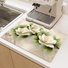1pc 2D Floral Kitchen Countertop Mat, Diatomaceous Earth Material, Highly Absorbent, Suitable For Tableware, Coffee Machine, Microwave, Etc. Fashionable Watercolor Design, Ideal Choice For Modern Kitchen. - Multicolor - View 16