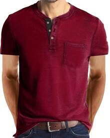 YOUTHGO Camiseta Henley Casual para Hombre Playera de Solapa Frontal de Manga Corta con Botones - caqui (manga largo) - Ver 8