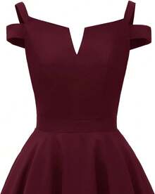 YLDCN Faldas para Mujer Vestido Vintage con Hombros Descubiertos para Mujer Vestidos De Dama - Rojo - Ver 3