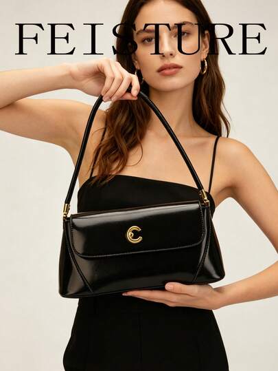 FEISTURE 1 túi kẹp nách nắp gập da PU màu trơn cho nữ, bé gái, sinh viên đại học, nhân viên văn phòng và chuyên gia cổ trắng, phù hợp đi làm, kinh doanh, đi làm hàng ngày và đi học