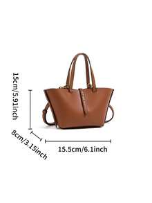 Dedoo Fashion Large Capacity Trapezoid Bag Designer Style Exquisite Lock Shoulder Bag Luxury PU Leather Handbag Premium Underarm Bag (With Gift Bags) - Brown - View 12