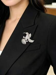 1pc Exquisite Bird Brooch, High-End Elegant Fashion Pin, Versatile Brooch Accessory - Silver - View 3