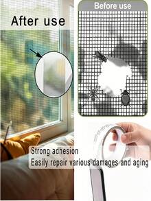 1 Roll Mosquito Net Repair Tape, Self-Adhesive Patch, Suitable For Dormitory Mosquito Nets And Curtain Damage, Waterproof Mesh Patch, Suitable For Doors And Windows Screens, Mosquito Net Repair Tape, Easy To Cut And Repair - A - View 4