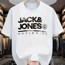 2026 JACK JONES T-Shirt für Frauen und Männer, Kurzarm Baumwoll T-Shirt, Luxusmarke, Mode, bequemes Oberteil, Y2k Kleidung - Weiss - Übersicht 1