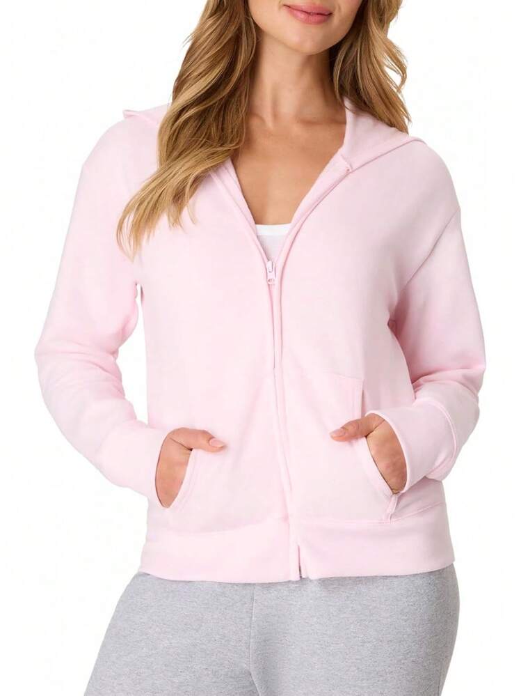 Hanes Sudadera con Capucha y Cierre Completa Ecosmart Chamarra de Calentamiento o Pista para Mujer - Blanco - Añade 14