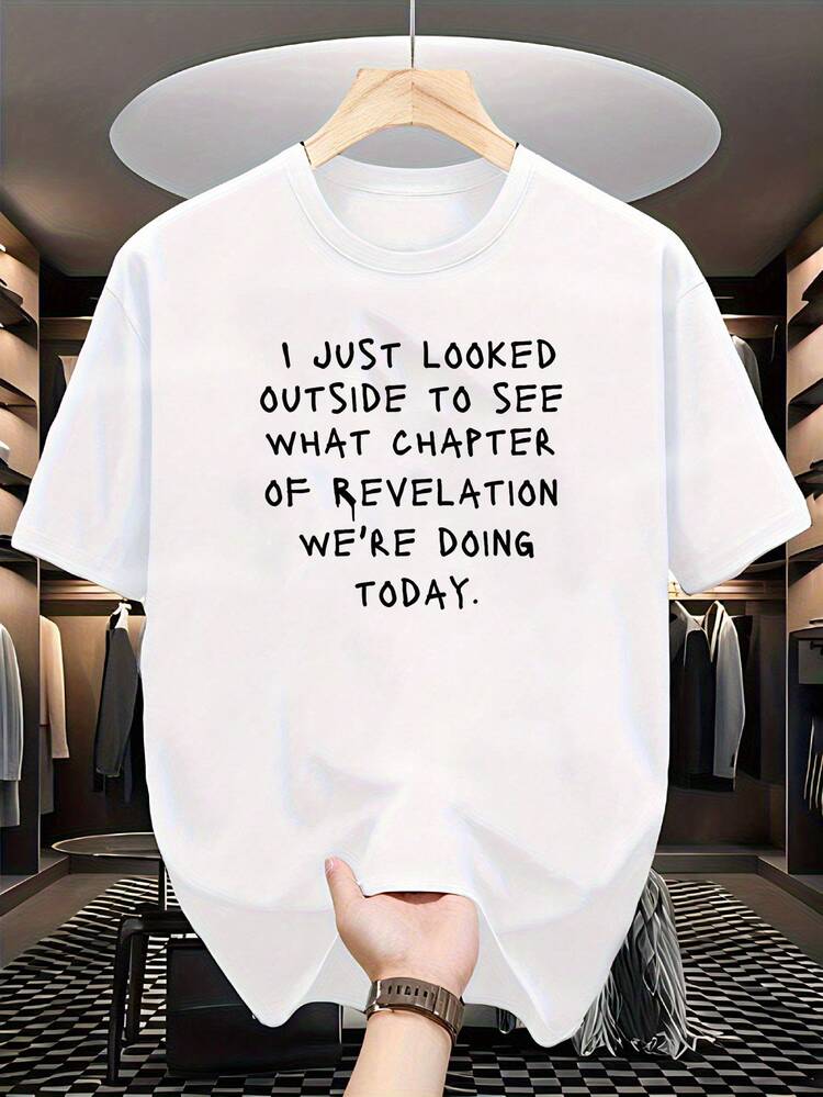 This Fun, Christian-Themed T-Shirt Features A Humorous Biblical Quote "I Just Looked Outside To See Which Chapter Of Revelation We're Reading Today." - Black - View 2