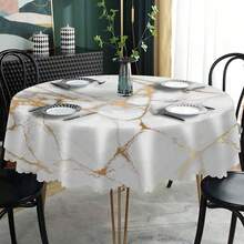 Marble Gold Texture Lace Tablecloth, Stone Surface Artistic Creative Painting Modern Round Tablecloth, 60 Inch (Approx. 152cm) Suitable For Dining Room, Party, Banquet - Multicolor - View 7