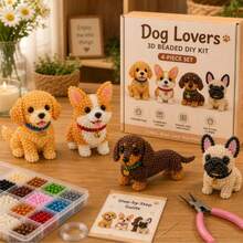 1件裝新款超吸睛迷你3D串珠動物手工DIY套組，手工動物珠飾組，適合居家、朋友與閨蜜聚會，手工藝愛好者必備工具，萬聖節、聖誕節、生日最佳禮物 - 彩色 - 查看 7