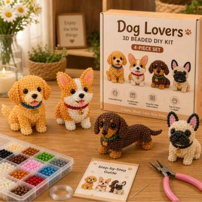 1pc New Highly Attractive Petite 3D Beaded Animal Craft Kit, Handmade DIY Animal Bead Set, Suitable For Home, Friends, Best Friend Gatherings, Essential Tool For Craft Enthusiasts, Best Gift For Halloween, Christmas, Birthday