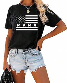 Camiseta de manga corta con estampado de leopardo para mujer, camiseta de mamá con estampado de guepardo. - Negro - Ver 11