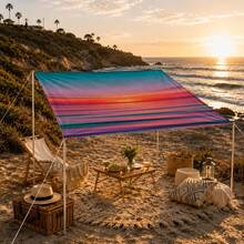 1pc Sunset Gradient Pattern Sun Shade Canopy, Modern Style, Colorful, Large Size, UV Protection, Sturdy And Durable, Easy Installation, Suitable For Beach, Garden, Patio, Includes Rope - Multicolor - View 4