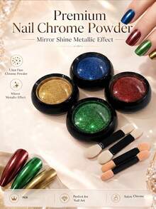 4 Colors Metallic Nail Powder Set Y2K Mirror Gold Silver Decorative Matte Glitter Nail Art Accessories - Multicolor - View 2