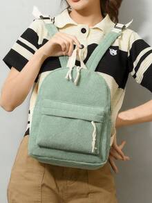 Mochila Estudiantil de Gran Capacidad Estilo Universitario para Mujeres, Adecuada para Escuela Secundaria, Preparatoria, Universidad - Verde - Ver 2