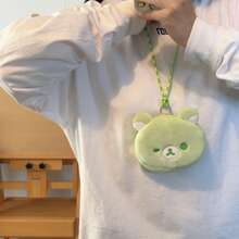 San-X Rilakkuma Blue Relaxed Bear Smiling Face Cute Neck Bag Funny Expression Earphone Card Holder Coin Purse CCD Bag - Multicolor - View 12