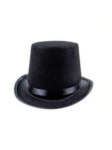 1pc Halloween Black Magician Top Hat, Felt High Hat Party Prop For Ball Performance Magic Hat - Black - View 4
