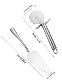 1 Set Webake Pizza Cutter Set, Triangular Cake Server + Single Wheel Pizza Cutter, Stainless Steel Pizza Cutting Tools, Perfect For Cutting Cakes, Pizzas And Various Pastry Foods - Silver - View 5