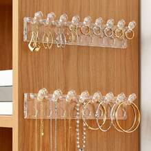 3 piezas Mini estante de exhibición de joyas, estante adhesivo multifuncional sin taladro para anillos y collares, estante de almacenamiento de collares para la parte trasera de la puerta del armario con espejo, ganchos colgantes para pulseras y aretes anti-enredos, estante de exhibición de joyas montado en la pared, estante de joyas para decoración del hogar - transparente - Ver 7