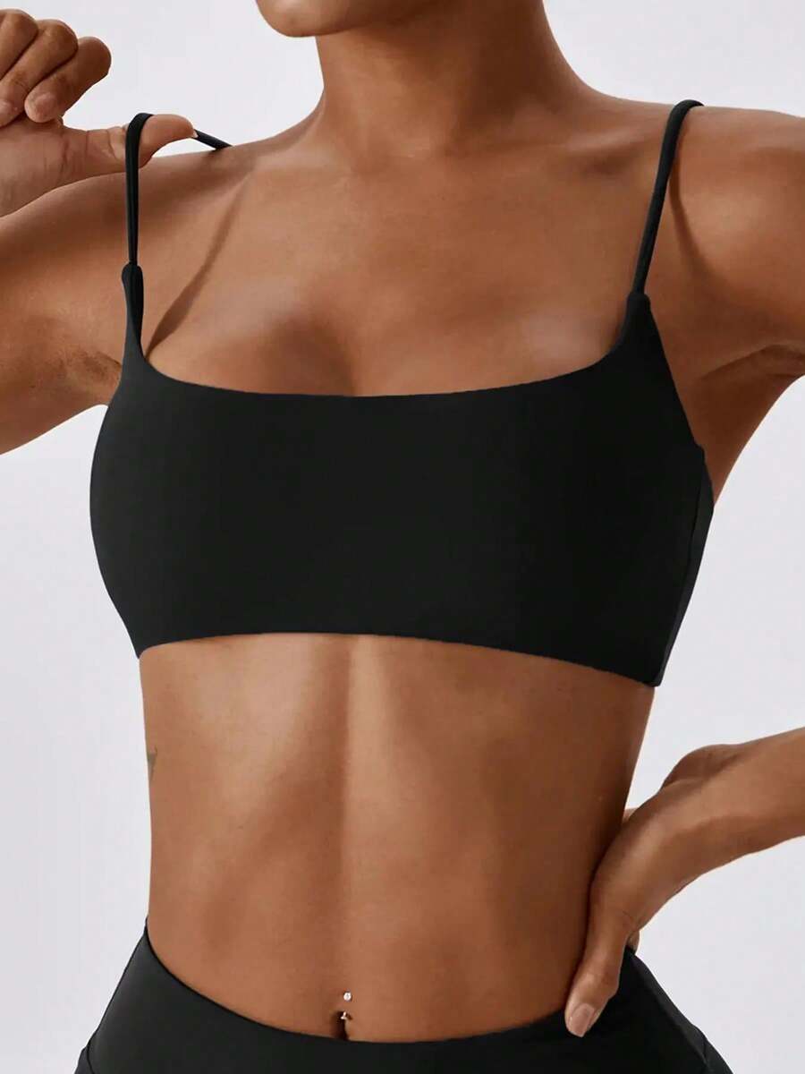Sostén deportivo sin varillas para mujer, sólido, deportivo, transpirable y cómodo, ropa deportiva para damas para yoga y gimnasio - Azul - Ver 1