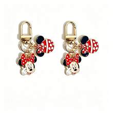 1/2pcs Disney New Cute Heart-Shaped Mickey Minnie Mouse Couple Keychain, Unisex Exquisite Metal Bag Charm Key Chain - Multiple Styles - View 6