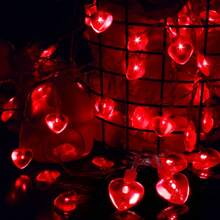 Valentine's Day Heart-Shaped String Lights, Romantic Red Heart Hanging Decor For Proposal Atmosphere, Wedding Tabletop Decoration LED - Warm white light - View 9