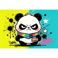 1pc Cool Panda Print Gold Diamond Velvet Bathroom Mat, Indoor Home Decor Rug, Perfect Surprise Gift - Multicolor - View 7