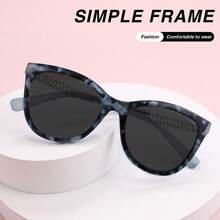 1pc Oversized Cat Eye Grey Lens Reading Glasses, Leopard Print Design, With High-Quality Metal Hinges, Suitable For Women's Daily Wear - Ash - View 3
