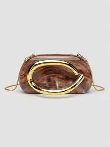 1 Piece Acrylic Clutch Bag, For Valentine's Day, Comfortable And Fashionable, Elegant Handbag, Personalized Gift Option, 2025 Accessory, Fashion Style Suitable For - 棕色 - 查看 1
