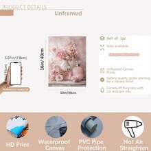 2D Flat 2D Flat Frameless 2D Flat Canvas, Vintage Floral Perfume Bottle Design, Decorated With Soft Floral Pattern Of Pink Roses, Suitable For Elegant Decoration Of Home Office And Bedroom - J - View 15