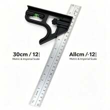 1 Set Base et Équerre Combinée, avec Niveau Coulissant, Convient pour Marquer les Angles de 90° et 45°; Outil de Mesure à Niveau Coulissant - Multicolore - Voir 4