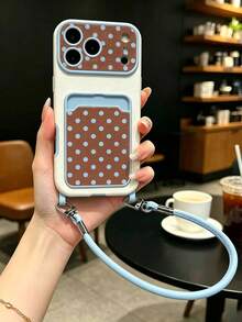 1件式卡套掛繩純色波點皮革手機保護殼 防震防摔 適用於 Apple 17PROMAX/16PROMAX/15PRO/15/14PROMAX/16PLUS/14PRO/14/13PROMAX/13PRO/13/12PROMAX/12 11/適合送給男朋友/女朋友的禮物 - 淺藍色 - 查看 1