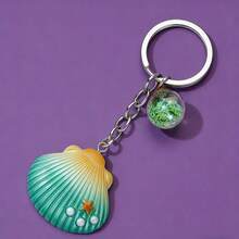 1pc Shell Keychain Creative Design Gradient Color Couple Fashion Pendant Accessory - Multicolor - View 4