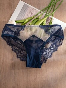 Mystèrelle 3pcs/Pack Women's Lace Patchwork Comfortable Triangle Panties - Multicolor - View 8