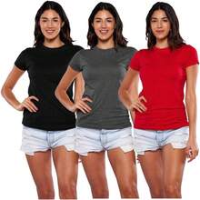 Alfani Playera Manga Corta para Mujer 3Pack, Cuello Redondo, 100% Algodon - Negro - Ver 12