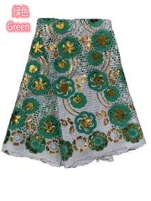 Tissu de dentelle soluble dans l'eau à paillettes vert africain français 2026 violet de haute qualité, matériau de dentelle en maille convenant pour les fêtes nigérianes, mariages, Noël, tissu 1 yard/5 yards bleu - A - Voir 11
