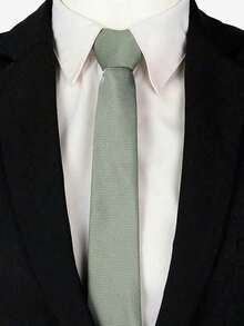 1pc Men's Sage Green 8cm Tie Set (Includes Tie, Bow Tie, Pocket Square, Cufflinks), Suitable For Wedding Groom, Groomsmen, Vacation, Party Wear - Mint Green - View 2